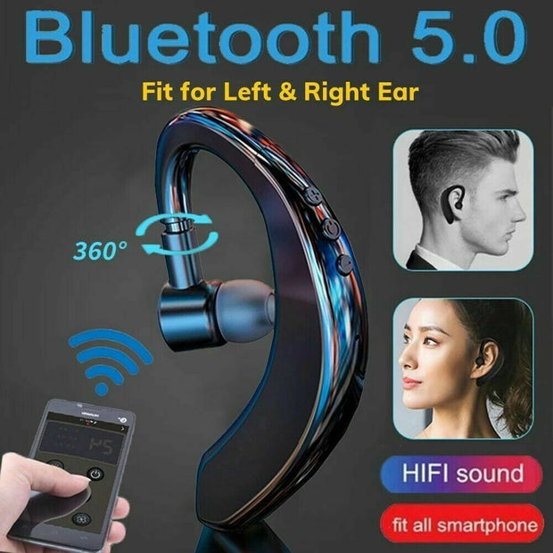 Bluetooth 5.0 Earpiece Driving Trucker Wireless Headset Earbuds Noise Cancelling